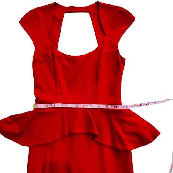 Vintage Y2K Bebe Red Peplum Pin-up Dress Fitted Over the Knee Size XS - Picture 6 of 7